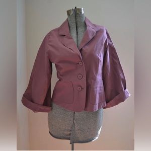Bottega Veneta Size 42 Cotton Cropped Fitted Blazer Jacket Dusty Purple MINT